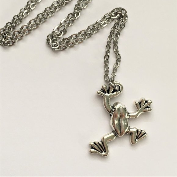 Frog Charm Necklace Tibetan Silver Plated Stainless Steel Unisex BOHO 4for$20 - Picture 2 of 5